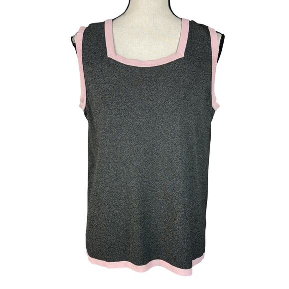 Dressbarn 14/16 Sweater Tank Top Stretch Side Slits Marled Square Neck Gray Pink - Picture 1 of 8